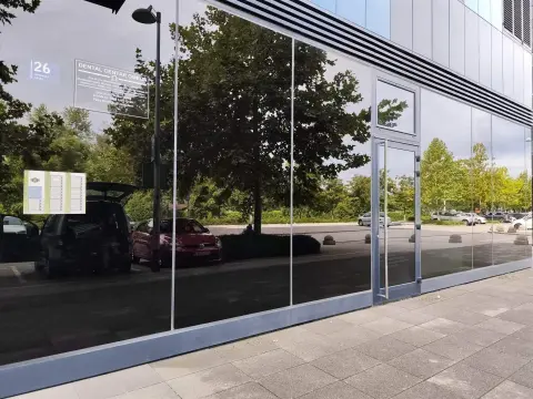 Dječji rtić — corner of the building’s glass façade