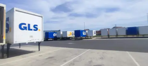 GLS — logistics yard and GLS trucks