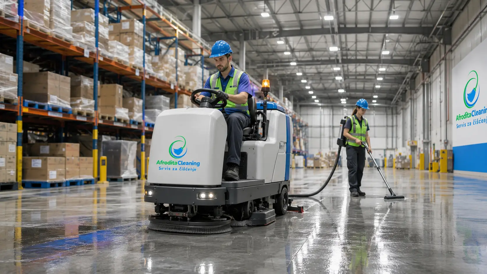 Professional machine cleaning of a hard floor surface in Zagreb